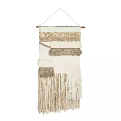Kirklands Home Wall Plaques|Cream Woven Layered Textured Macrame Wall Hanging Ivory