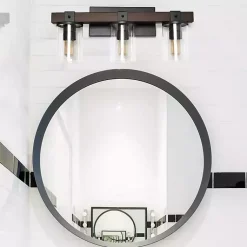 Kirklands Home Flush Mount Lighting|Crossbeam Vanity Flushed Mount Shade Brown