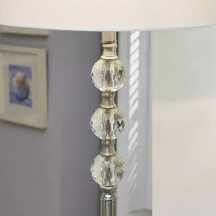 Kirklands Home Floor Lamps|Crystal Spheres Brushed Nickel Floor Lamp White