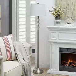 Kirklands Home Floor Lamps|Crystal Spheres Brushed Nickel Floor Lamp White