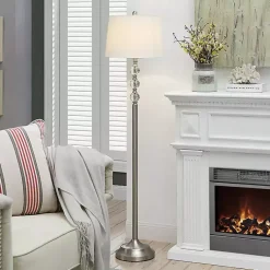 Kirklands Home Floor Lamps|Crystal Spheres Brushed Nickel Floor Lamp White