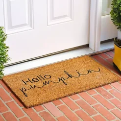 Kirklands Home Doormats|Cursive Hello Pumpkin Fall Coir Doormat