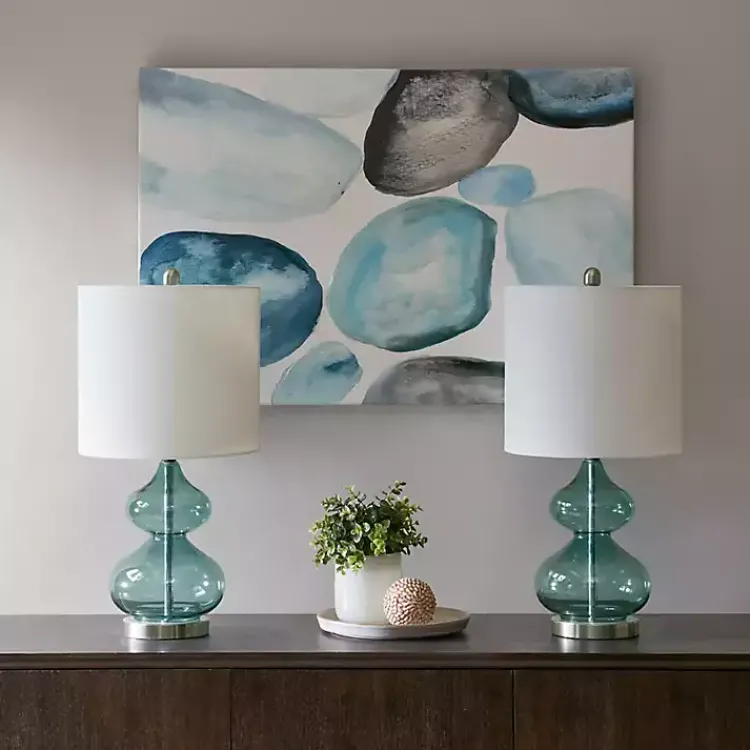 Kirklands Home Table Lamps|Curved Glass Table Lamps, Set of 2 Blue