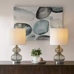 Kirklands Home Table Lamps|Curved Glass Table Lamps, Set of 2 Gray