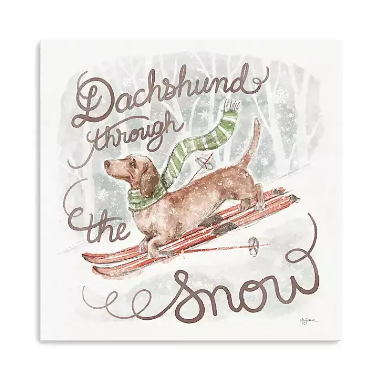 Dachshund Through the Snow Canvas Art Print Christmas Art & Wall Decor