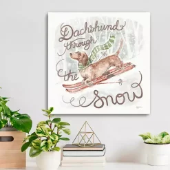 Dachshund Through the Snow Canvas Art Print Christmas Art & Wall Decor