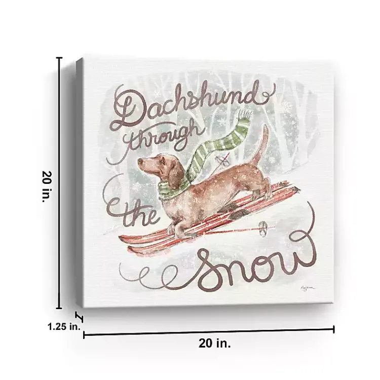 Dachshund Through the Snow Canvas Art Print Christmas Art & Wall Decor