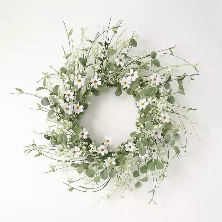 Discount Daisy and Eucalyptus Wreath Wreaths