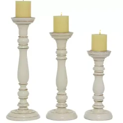 Hot Daisy White Rustic 3-pc. Candle Holder Set Candle Holders