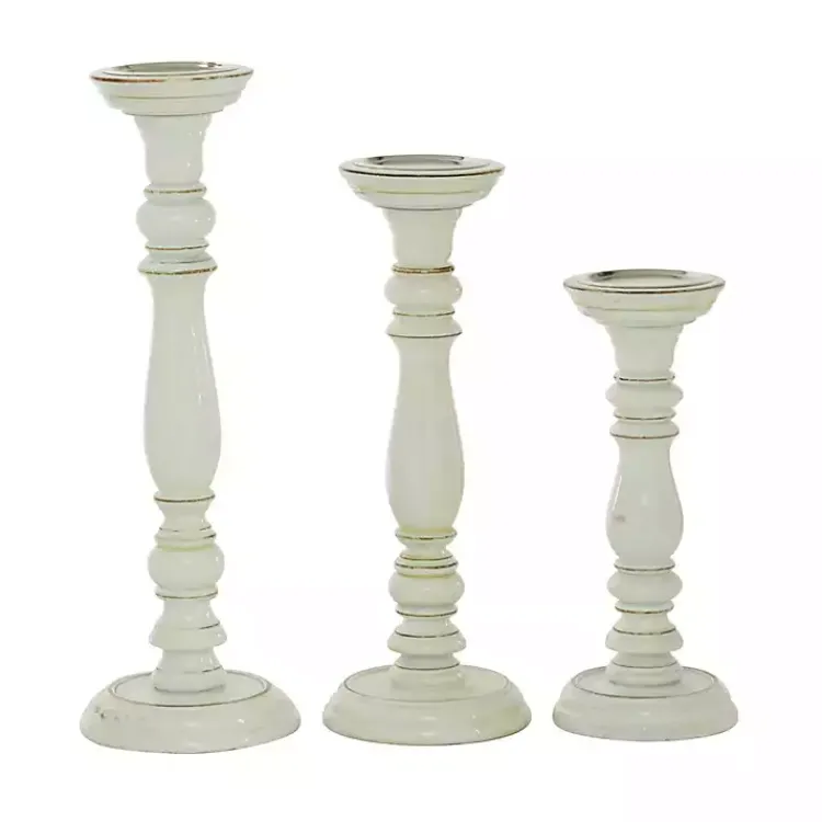 Hot Daisy White Rustic 3-pc. Candle Holder Set Candle Holders