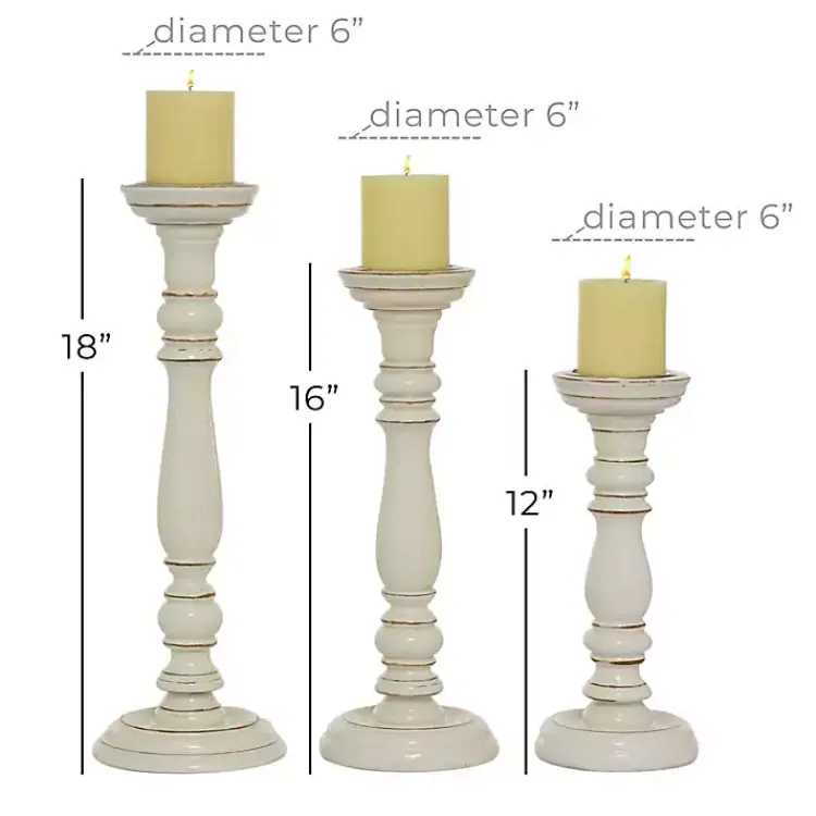 Hot Daisy White Rustic 3-pc. Candle Holder Set Candle Holders