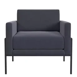 Kirklands Home Accent Chairs|Dark Velvet Black Metal Accent Chair Blue