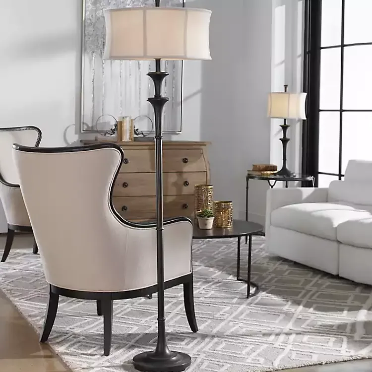 Kirklands Home Floor Lamps|Dark Bronze Metal Flare Floor Lamp Tan