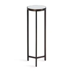 Kirklands Home Accent & End Tables|Dark Bronze Mirrored Tabletop Aguilar Drink Table Brown
