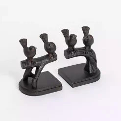 Discount Dark Bronze Perched Birds Bookends, Set of 2 Decorative Accents