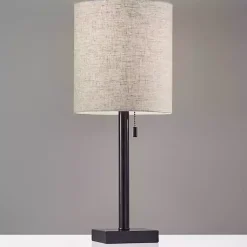 Kirklands Home Table Lamps|Dark Bronze Square Base Table Lamp Ivory