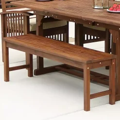 Kirklands Home Outdoor Seating|Dark Acacia Wood Outdoor Bench Brown