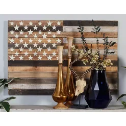 Kirklands Home Wall Plaques|Dark American Flag Wooden Wall Sculpture Brown