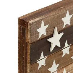 Kirklands Home Wall Plaques|Dark American Flag Wooden Wall Sculpture Brown