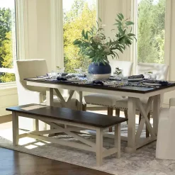 Kirklands Home Benches & Ottomans|Dark Brown and Jackson Dining Bench Ivory