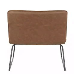 Kirklands Home Accent Chairs|Dark Faux Leather Sleigh Accent Chair Brown