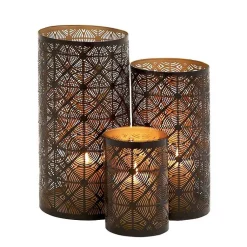 Hot Dark Pierced Metal Candle Holders, Set of 3 Candle Holders
