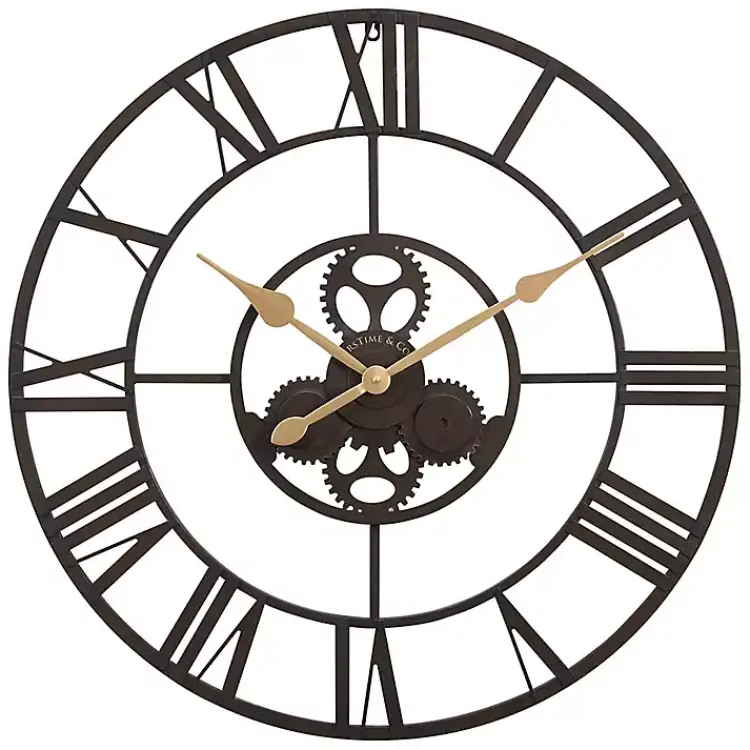 Kirklands Home Clocks|Dark Brown Rutherford Gears Wall Clock