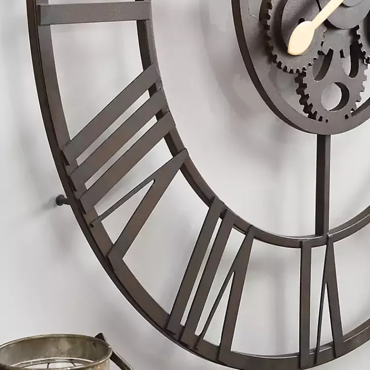 Kirklands Home Clocks|Dark Brown Rutherford Gears Wall Clock