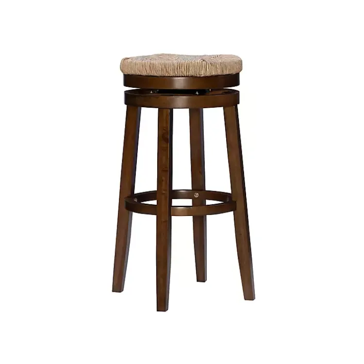 Kirklands Home Bar Stools & Counter Height Stools|Dark Seagrass Swivel Bar Stool Brown