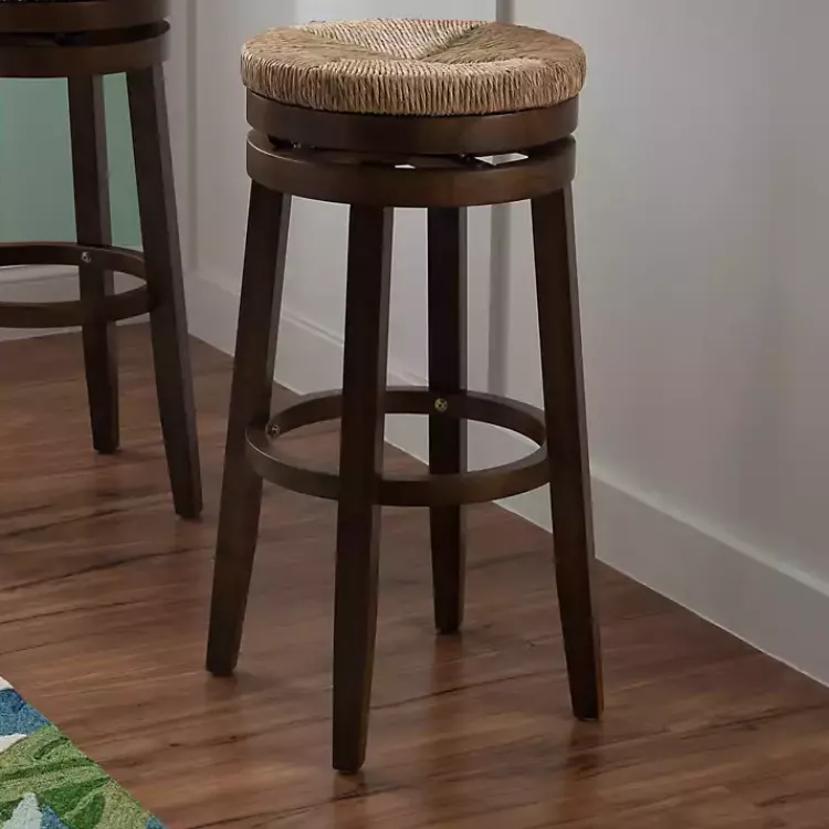Kirklands Home Bar Stools & Counter Height Stools|Dark Seagrass Swivel Bar Stool Brown