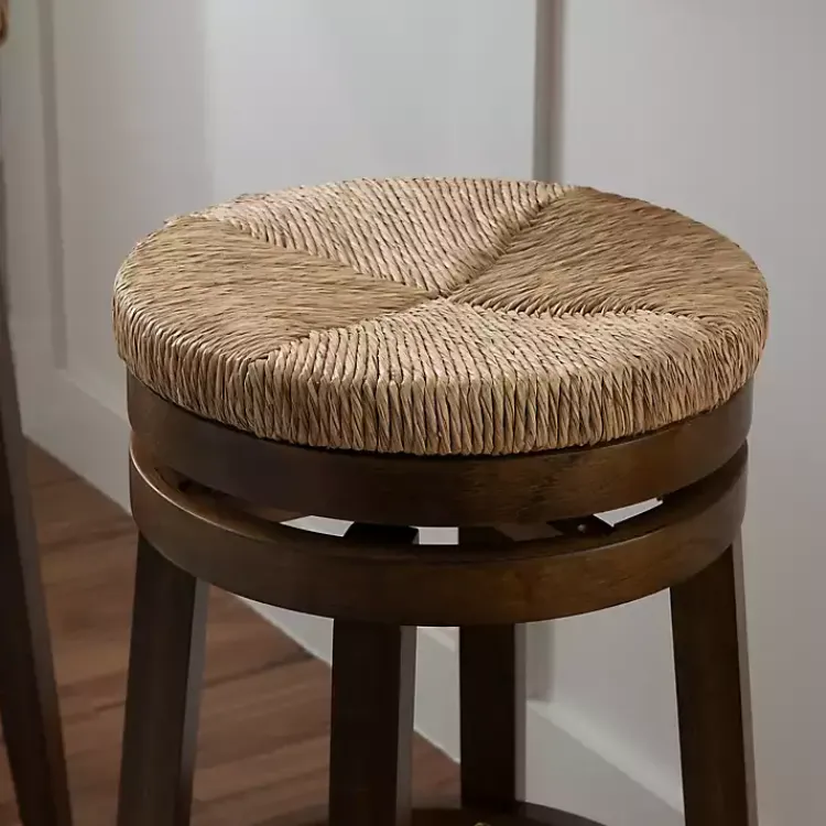 Kirklands Home Bar Stools & Counter Height Stools|Dark Seagrass Swivel Bar Stool Brown