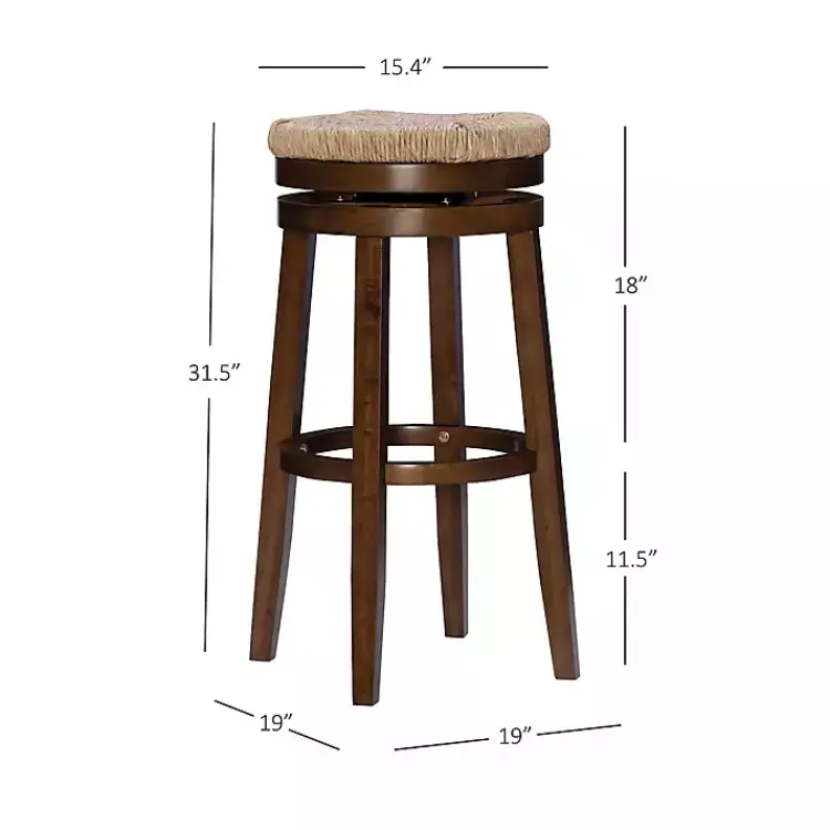 Kirklands Home Bar Stools & Counter Height Stools|Dark Seagrass Swivel Bar Stool Brown