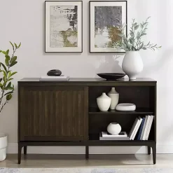 Kirklands Home Cabinets & Sideboards|Dark Slatted Sliding Door Sideboard Brown