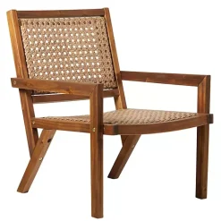 Kirklands Home Outdoor Seating|Dark Brown Wood and Rattan Outdoor Chair
