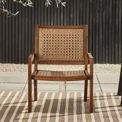 Kirklands Home Outdoor Seating|Dark Brown Wood and Rattan Outdoor Chair