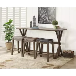 Kirklands Home Dining Tables|Dark Wooden Trestle Counter Table, 72 in. Brown