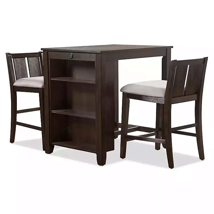 Kirklands Home Dining Tables|Dark Cherry Wood Kayla Counter Height 3-pc. Set Brown