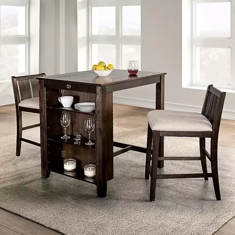 Kirklands Home Dining Tables|Dark Cherry Wood Kayla Counter Height 3-pc. Set Brown