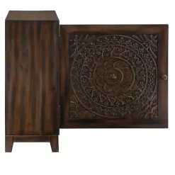 Kirklands Home Cabinets & Sideboards|Dark Chestnut Medallion Carved Cabinet Brown