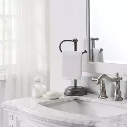 Kirklands Home Bathroom Accessories|Dark Chrome Hook Countertop Towel Holder Gray