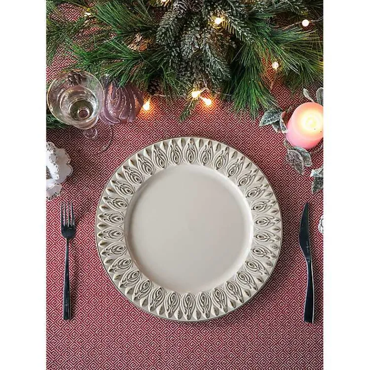 Kirklands Home Serving & Entertaining|Dark Cream Plume Border Chargers, Set of 4 Ivory