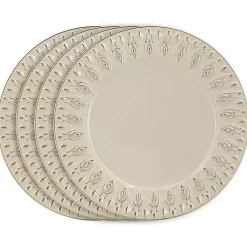 Kirklands Home Serving & Entertaining|Dark Cream Plume Border Chargers, Set of 4 Ivory