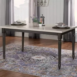 Kirklands Home Dining Tables|Dark Gray & White Traditional Dining Table