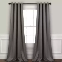 Kirklands Home Curtains & Drapes|Dark Blackout Curtain Panel Set, 120 in. Gray
