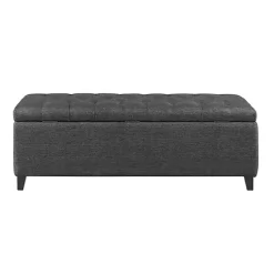 Kirklands Home Benches & Ottomans|Dark Button Tufted Storage Bench Gray
