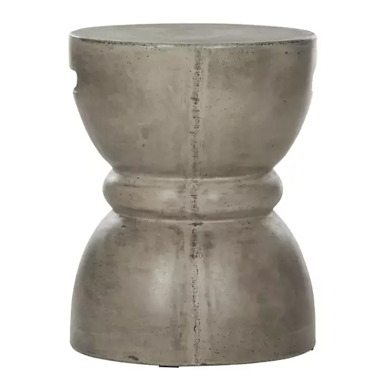 Kirklands Home Outdoor Tables|Dark Drum Accent Table with Handles Gray