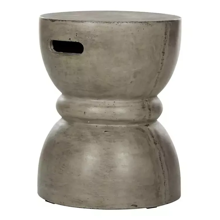 Kirklands Home Outdoor Tables|Dark Drum Accent Table with Handles Gray