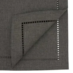 Kirklands Home Table Linens|Dark Hemstitch Border Table Runner Gray