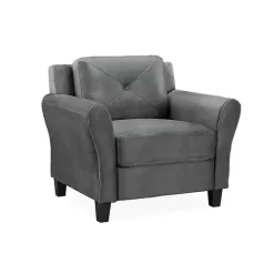 Kirklands Home Accent Chairs|Dark Kelly Microfiber Rolled Armchair Gray