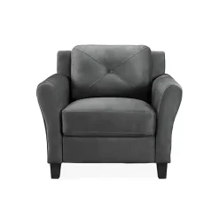 Kirklands Home Accent Chairs|Dark Kelly Microfiber Rolled Armchair Gray